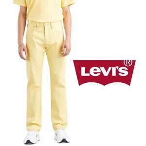 Levi’s 501® Pale Yellow Straight Jeans Rare White Batwing Leaf Tab - W27L28